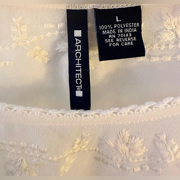 Architect Off White Sheer Embroidered Blouse Top Size Large - Picture 3 of 9